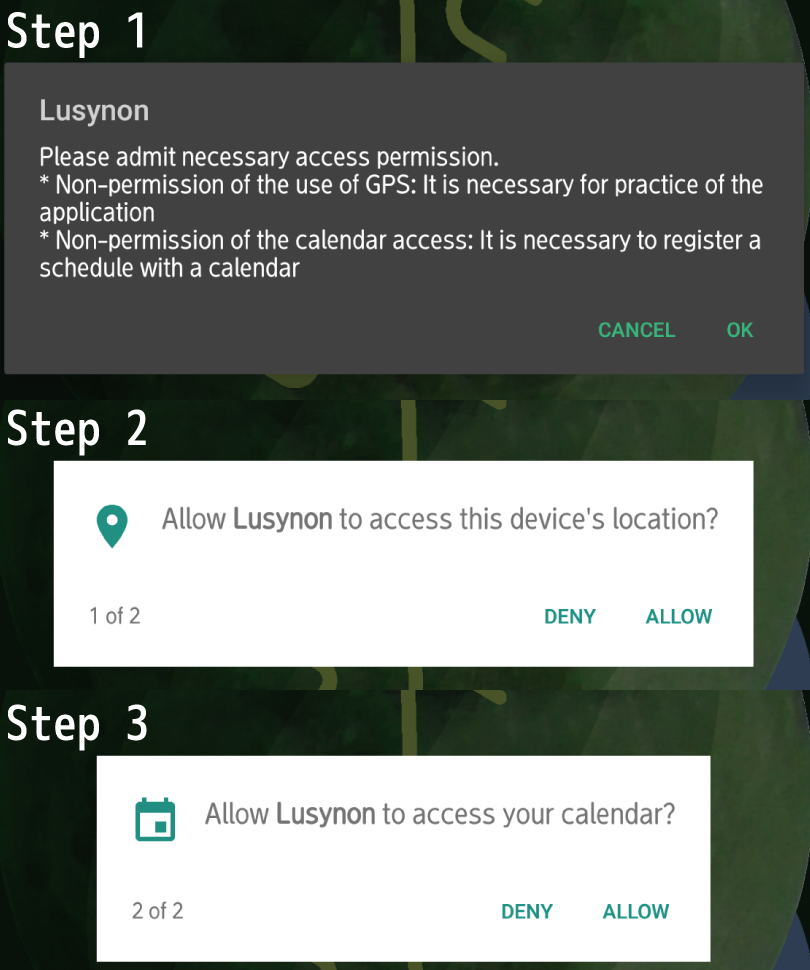 Required to use GPS and allow access to the calendar