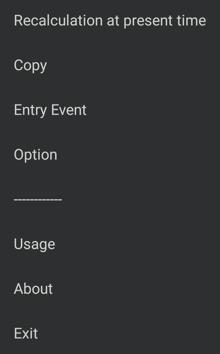 Detailed of Moon & Sun screen Option Menu